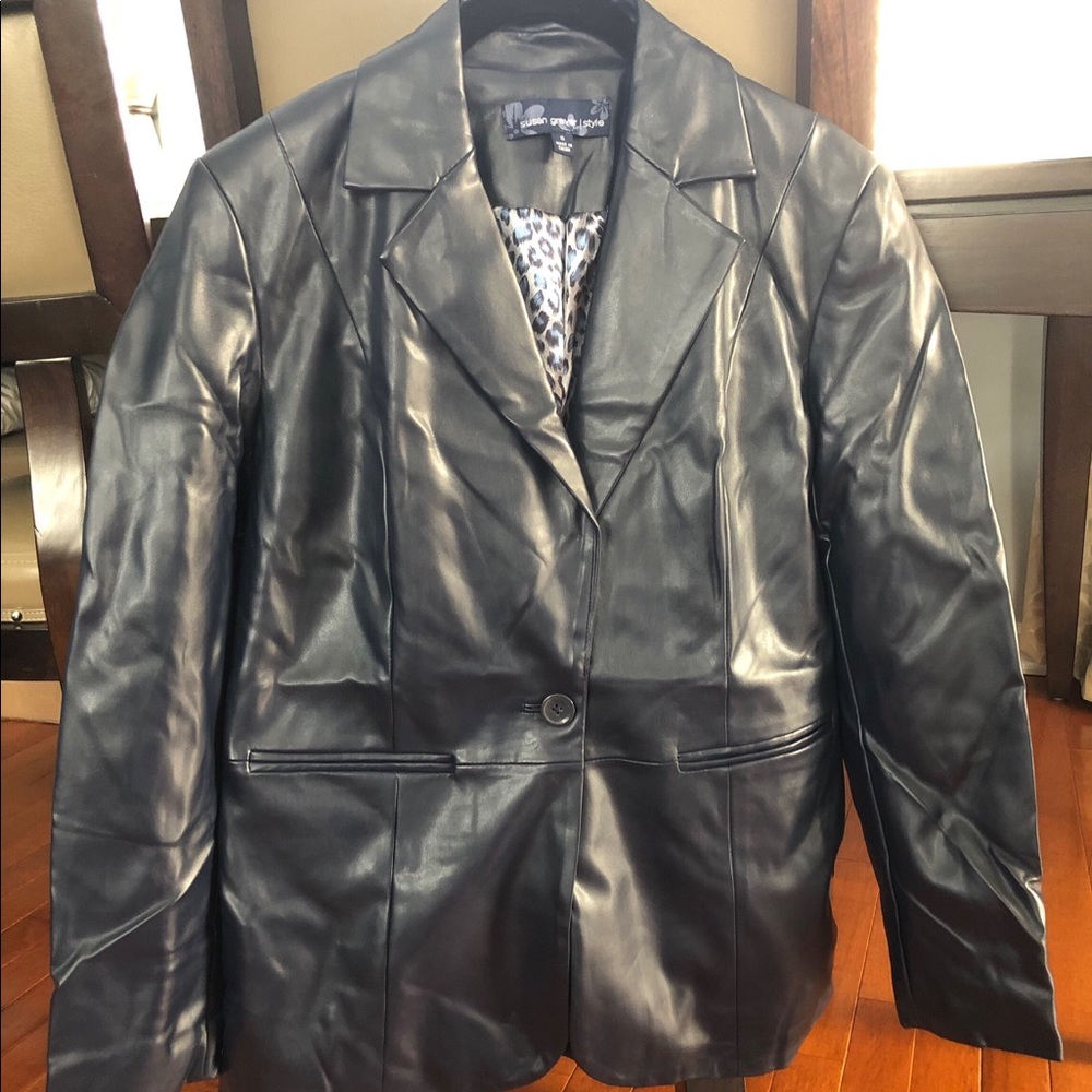 Susan Graver faux leather jacket.
